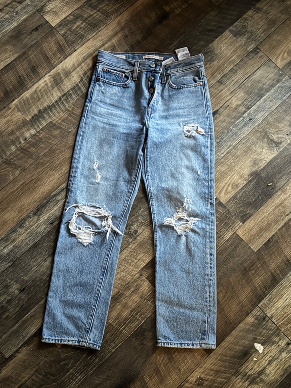 Levi's Wedgie Straight Leg Distressed Jeans